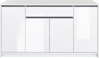 Sideboard Top1 in weiß Hochglanz und grau 155 cm