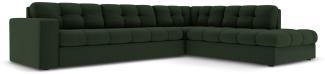 Micadoni 5-Sitzer Ecke rechts Sofa Justin | Bezug Dark Green | Beinfarbe Black Plastic