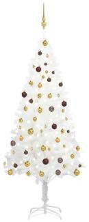 vidaXL Künstlicher Weihnachtsbaum mit LEDs & Kugeln Weiß 210 cm, Mit Beleuchtung [3077549]