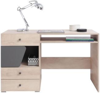 Schreibtisch Bions 09, Eiche / Eiche + Anthrazit, 125x76x55cm