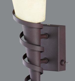 Antike LED Wandleuchte mit Schalter - Edle Rostoptik mit Scavo Glasschirm