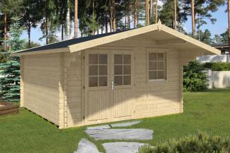 Alpholz Gartenhaus Erki-44 C ISO Gartenhaus aus Holz Holzhaus mit 44 mm Wandstärke FSC zertifiziert Blockbohlenhaus mit Montagematerial