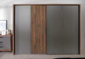 FORTE Quetore Kleiderschrank, Holzwerkstoff, Braun/Grau, 269,9 x 210,5 x 61,2 cm