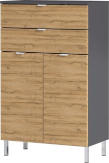 Kommode >M-415< (BxHxT: 60x97x34 cm) in anthrazit | hellbraun - 60x97x34 (BxHxT)