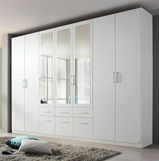 Kleiderschrank BINGEN Schrank in weiß mit Spiegel 315 cm