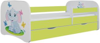 Kinderbett Jona inkl. Rollrost + Matratze + Bettschublade 80*180 cm Grün