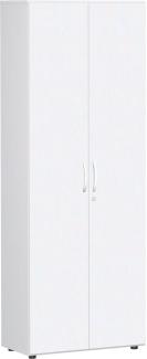 Garderobenschrank mit ausziehbarem Garderobenhalter, 80x42x216cm, Weiß Weiß