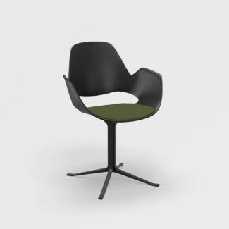 Stuhl mit Armlehne FALK schwarz Kolumne aus Pulverbeschichteter schwarzer Stahl Sitzpolster kiefergrün