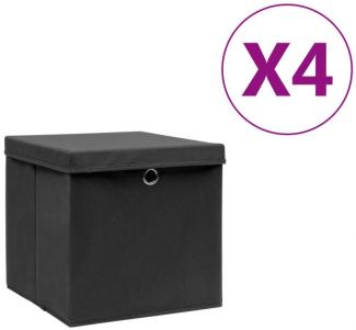 Aufbewahrungsboxen mit Deckeln 4 Stk. 28x28x28 cm Schwarz