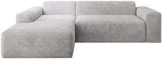Juskys Sofa Vals Links mit PESO Stoff - L-Form Couch für Wohnzimmer - Ecksofa modern, bequem, klein - Eckcouch Sitzer - Cordsofa Hellgrau