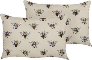 Gartenkissen Bienenmuster beige 40 x 60 cm 2er Set CANNETO