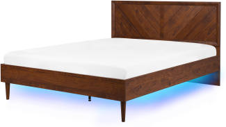 Bett dunkler Holzfarbton 160 x 200 cm mit LED-Beleuchtung bunt MIALET