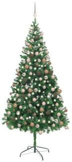 vidaXL Künstlicher Weihnachtsbaum mit LEDs & Kugeln 210 cm 910 Zweige, Mit Beleuchtung [3077576]