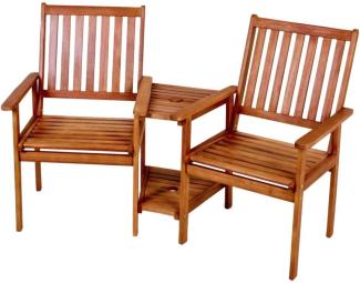 Doppelsessel Tisch Eukalyptus Holz Garten Sessel Stuhl Stühle Sitzgruppe Möbel
