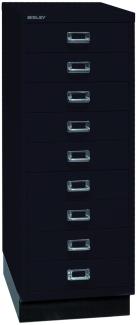 Bisley MultiDrawer™, 39er Serie mit Sockel, DIN A3, 9 Schubladen, Farbe schwarz