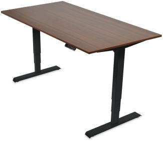 Desktopia Pro - Elektrisch höhenverstellbarer Schreibtisch / Ergonomischer Tisch mit Memory-Funktion, 5 Jahre Garantie - (Nussbaum, 120x80 cm, Gestell Schwarz)