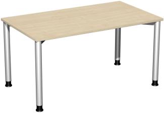 Schreibtisch '4 Fuß Flex' höhenverstellbar, 140x80cm, Ahorn / Silber