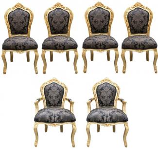 Casa Padrino Barock Esszimmer Set 4 Stühle ohne Armlehnen + 2 Stühle mit Armlehnen - Möbel Antik Stil