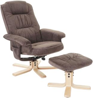 Relaxsessel M56, Fernsehsessel TV-Sessel mit Hocker, Stoff/Textil, MVG-zertifiziert ~ Wildlederimitat braun