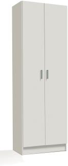Dmora Mehrzweck-Kleiderschrank mit zwei Türen mit sechs Einlegeböden, Farbe Weiß, Maße 59 x 180 x 37 cm