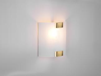 Flache LED Wandleuchte mit Glas Lampenschirm Weiß & Gold, 20 x 20cm