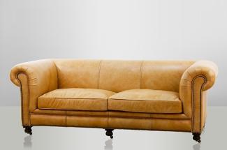 Chesterfield Luxus Echt Leder Sofa 2. 5 Seater Vintage Leder von Casa Padrino Old Saddle Sand