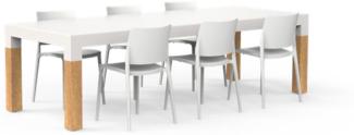 One To Sit 7-teilige Sitzgruppe Sera Borra Aluminium weiß/Eiche 260x100 cm