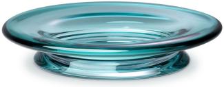 Casa Padrino Luxus Glasschale Türkis Ø 30 x H. 7 cm - Runde Obstschale - Deko Schale aus mundgeblasenem Glas - Luxus Kollektion