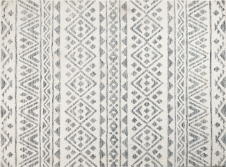 Teppich creme grau 300 x 400 cm geometrisches Muster Kurzflor ASPANI