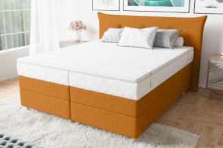 99rooms Amur Boxspringbett 140x200 cm Velours SORO Orange Taschen-Federung