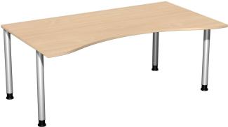 Schreibtisch '4 Fuß Flex' höhenverstellbar, 180x100cm, Buche / Silber
