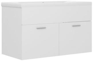 vidaXL Waschbeckenunterschrank mit Einbaubecken Weiß Spanplatte [3070829]