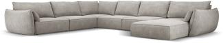 Micadoni 8-Sitzer Panorama Ecke links Sofa Kaelle | Bezug Light Grey | Beinfarbe Black Plastic