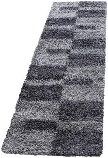 Hochflor Teppich Gianna Läufer - 80x250 cm - Grau