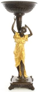 Casa Padrino Jugendstil Blumentopfständer Bronze / Gold 33,2 x 33,2 x H. 76,4 cm - Luxus Bronzefigur