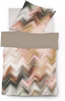 Fleuresse Mako-Satin Bettwäsche 200x200 Zickzack Wende puder rost creme 114384-7