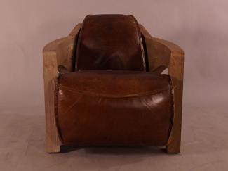Clubsessel Clifford Special Holz und Leder Montaigne-Brown