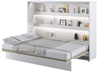 MEBLINI Schrankbett Bed Concept - BC-04 - 140x200cm Horizontal - Weiß Matt mit Matratze - Wandbett mit Lattenrost - Klappbett mit Schrank - Wandklappbett - Murphy Bed - Bettschrank