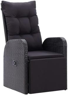 Gartenstuhl Liegestuhl mit verstellbarem Rücken- und Fußteil Polyrattan Schwarz