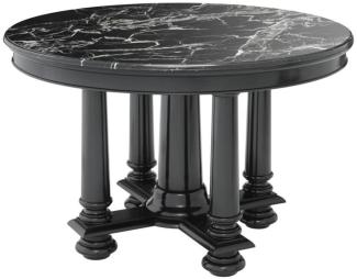 Casa Padrino Luxus Hotel Salon Tisch in schwarz mit schwarzer Marmorplatte 120,5 x H. 78 cm - Luxus Qualität