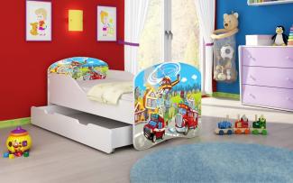 Kinderbett Luna mit Stauraum und verschiedenen Motiven 160x80 Firealarm
