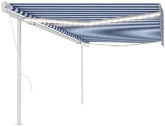 vidaXL Markise Automatisch mit LED & Windsensor 5x3 m Blau & Weiß
