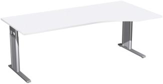 PC-Schreibtisch rechts, höhenverstellbar, 200x100cm, Weiß / Silber