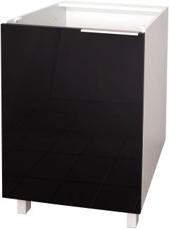 Berlioz Creations CP6BN Unterschrank für Küche mit 1 Tür, in schwarzem Hochglanz, 60 cm, 100 Prozent französische Herstellung