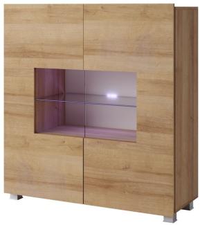 Highboard Schrank 'KAVOS' in Gold Eiche inkl. LED Beleuchtung