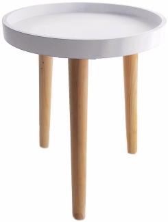 Deko Holz Tisch 36x30 cm - weiß - Kleiner Beistelltisch Couchtisch Sofatisch