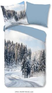good morning Flanell Bettwäsche 2 teilig Bettbezug 140 x 220 cm Kopfkissenbezug 60 x 70 cm Snowy road 2598. 99. 01 Multi
