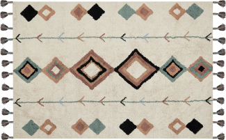 Teppich Baumwolle beige mehrfarbig 140 x 200 cm geometrisches Muster ESKISEHIR