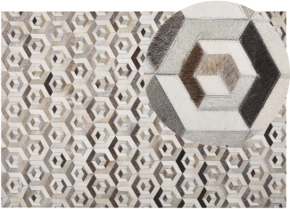 Teppich Kuhfell beige / braun 160 x 230 cm geometrisches Muster Kurzflor TAVAK