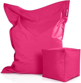 Green Bean© 2er Set XXL Sitzsack "Square+Cube" inkl. Pouf fertig befüllt mit EPS-Perlen - Riesensitzsack 140x180 Liege-Kissen Bean-Bag Chair Pink